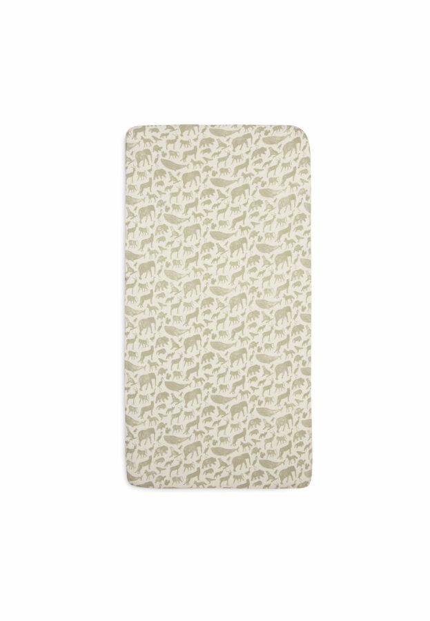 Jollein Hoeslaken Jersey - Animals - olive green - Afbeelding 3