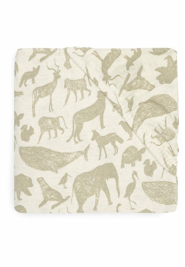 Jollein Hoeslaken Jersey - Animals - olive green