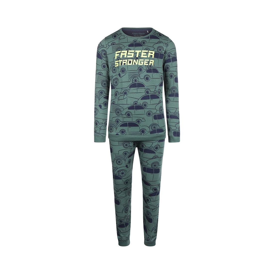 Charlie Choe Jongens Pyjama - groen Auto - S49076-42 - Afbeelding 2