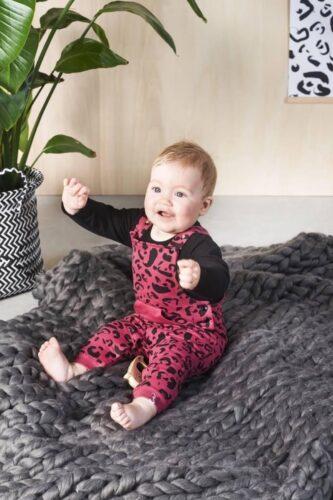 Jollein Salopette Leopard - maroon red - 74/80 - Afbeelding 5