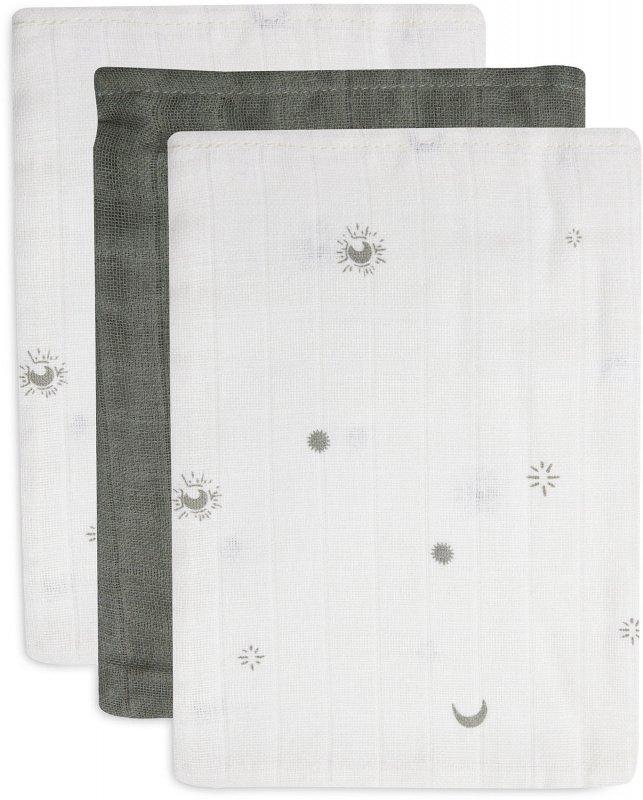 Jollein washandjes hydrofiel (3-pack) Stargaze - Leaf green