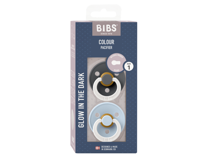 BiBS - Glow in the Dark - Fopspeen - rond - Iron/Blue - Afbeelding 3