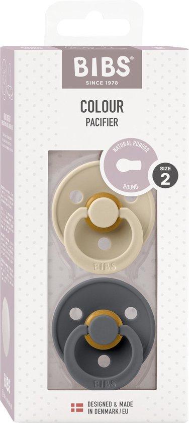 Bibs - Fopspeen - Colour - rond - Vanilla/Iron Size 2 (2 stuks) - Afbeelding 2