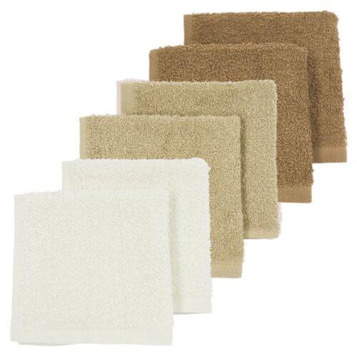 Meyco monddoekjes badstof (6-pack) - off white/sand/toffee
