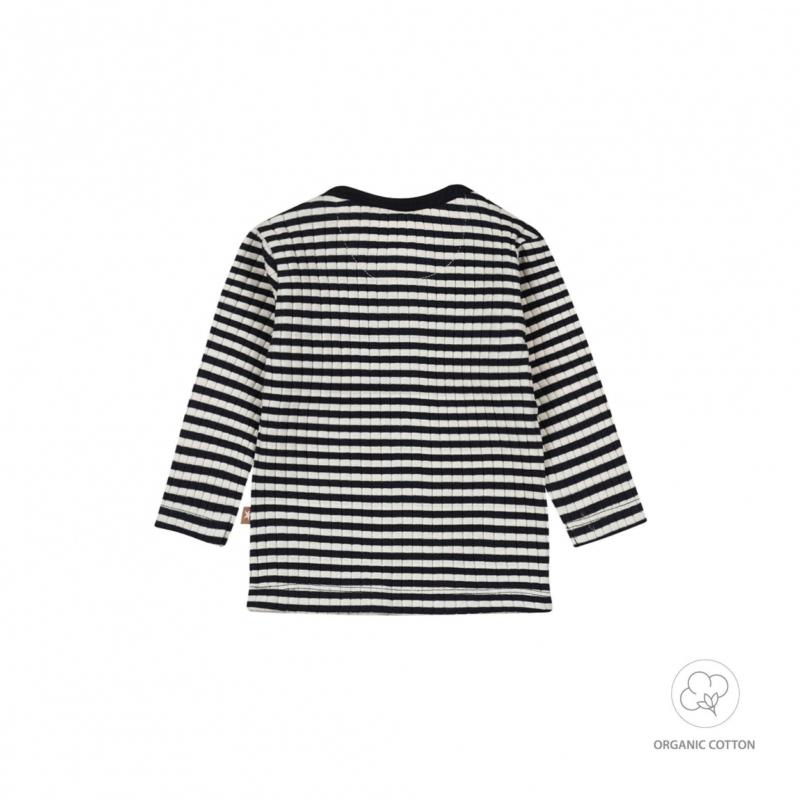 Dirkje jongens baby bio longsleeve donkerblauw gestreept WN1276 - Afbeelding 2