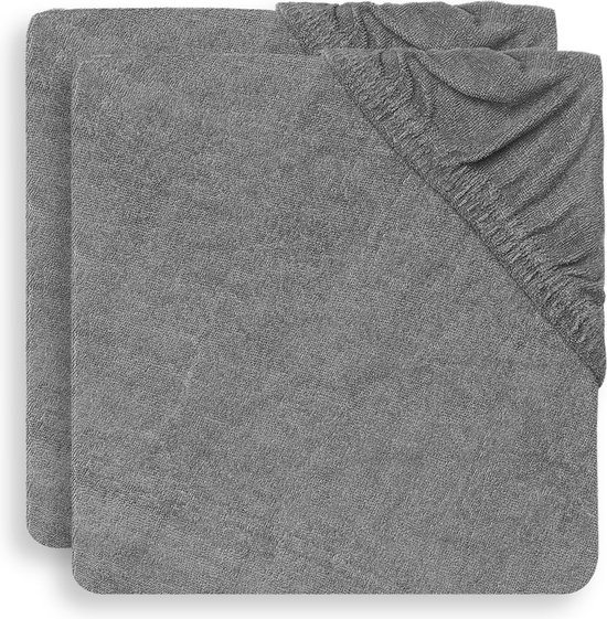 Jollein Aankleedkussenhoes Badstof (2 stuks) - Storm Grey- afmeting 75x85 (Duitse maat)