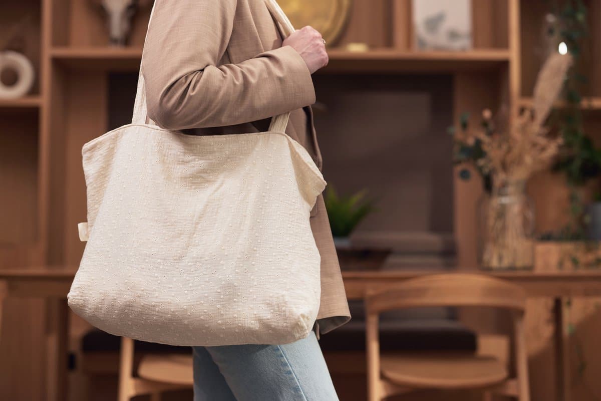 Jollein - Shopper (Embroidery - Ivory) - Katoen - Luiertas, Verzorgingstas - 45x34cm - Afbeelding 2