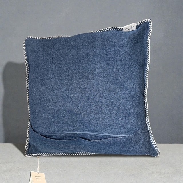 Koeka Kussenhoes denim jeans feston - 50x50 - incl. binnenkussen - Afbeelding 3