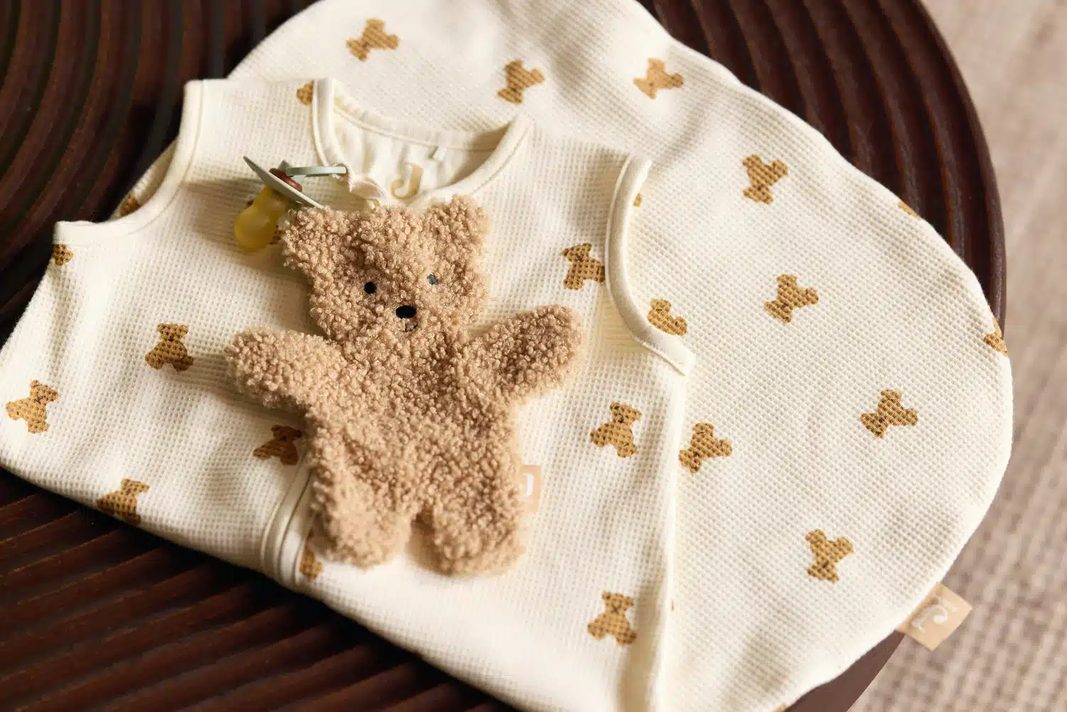 Jollein Slaapzak - Jersey - Mini Teddy bear - Little Waffle - newborn 60 cm (0,5 TOG) - Afbeelding 4