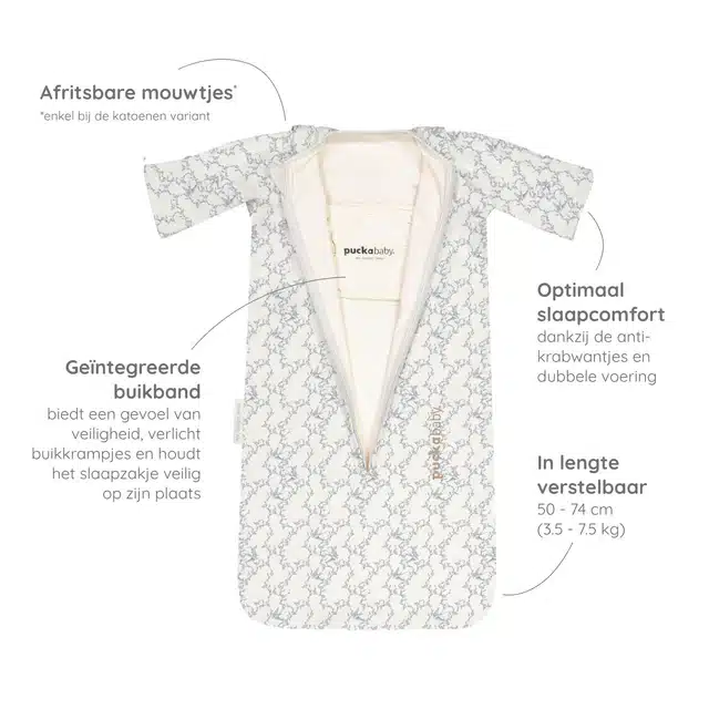 Puckababy Slaapzak Newborn 0-6m - Swallow - Afbeelding 4