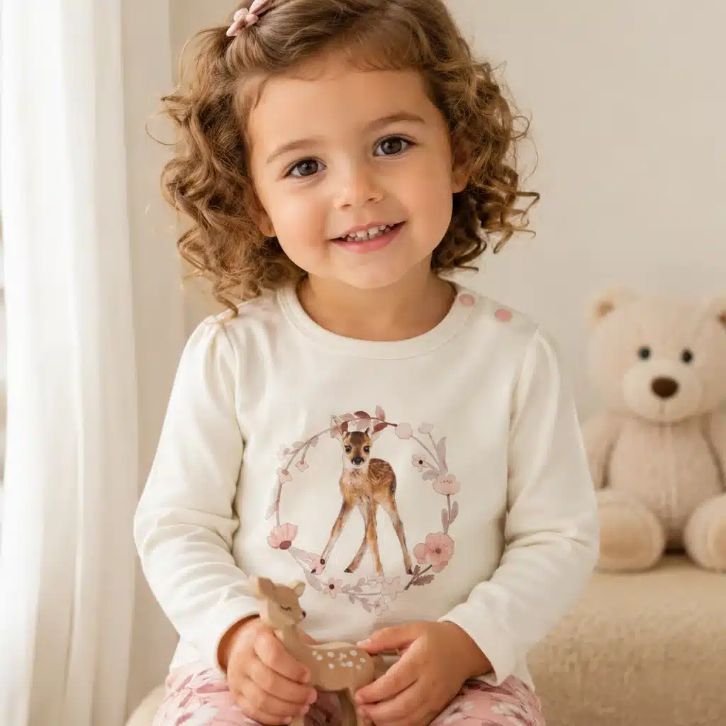 Dirkje longsleeve met hertje - antique white - M60321-35