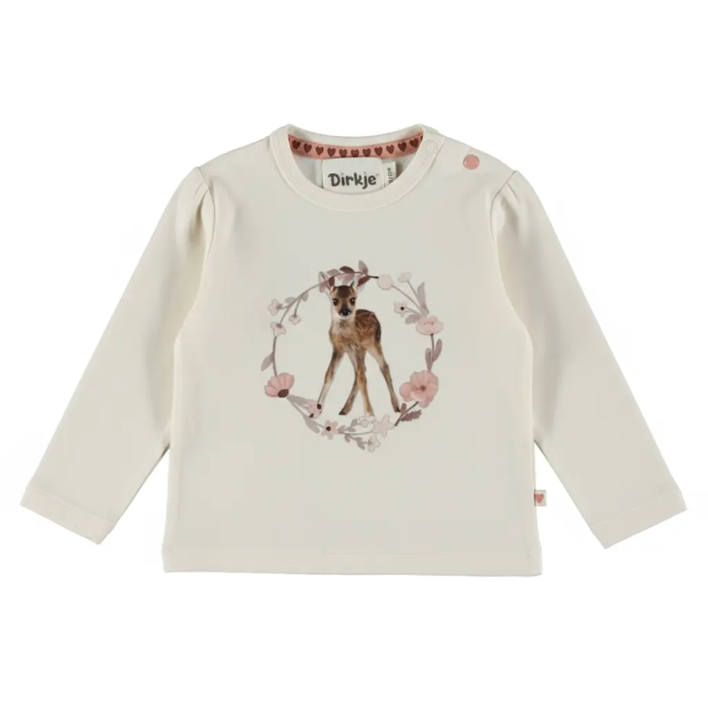 Dirkje longsleeve met hertje - antique white - M60321-35 - Afbeelding 2